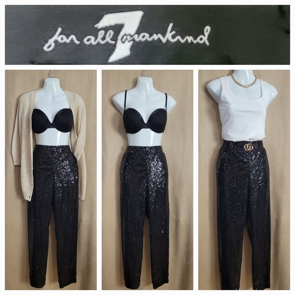 7 For All Mankind Sequin Joggers / M - Picture 7 of 8